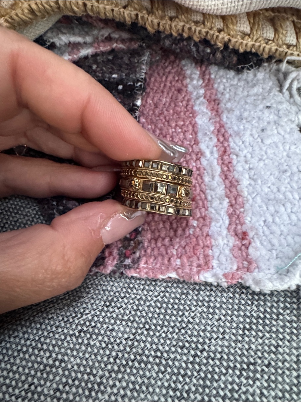 Henri Bendel Gold-Tone Multi-Row Statement Ring - Size 8
